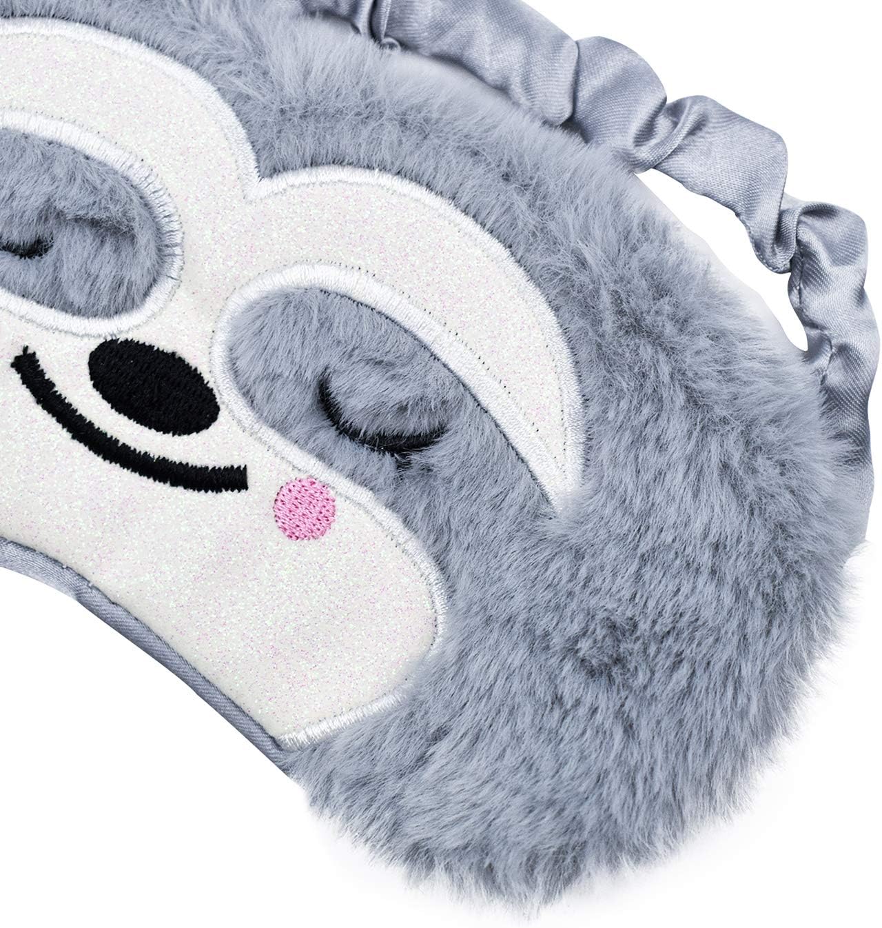 Eye Mask for Sleeping Ulife Mall Cute Sloth Funny Animal Soft Fluffy Plush Sleep Mask Novelty Blindfold Breathable Silk Eye Cover for Women Men Girls Kids Night Nap Travel Meditation - Image 4