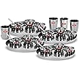 Sumeet Stainless Steel Handcrafted Hammered Texture Heavy Gauge Mirror Finish Royal Dinner set of 24 Pcs (4 Plate, 4 Small Halwa Plate, 4 Big Bowl/Wati, 4 Small Bowl/Wati 4 Glass, 4Spoon)