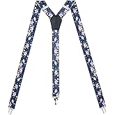 Action Ward Womens Suspenders – Y Back Style – 1" Width - Comfortably Adjustable Elastic Straps and Metal Clips