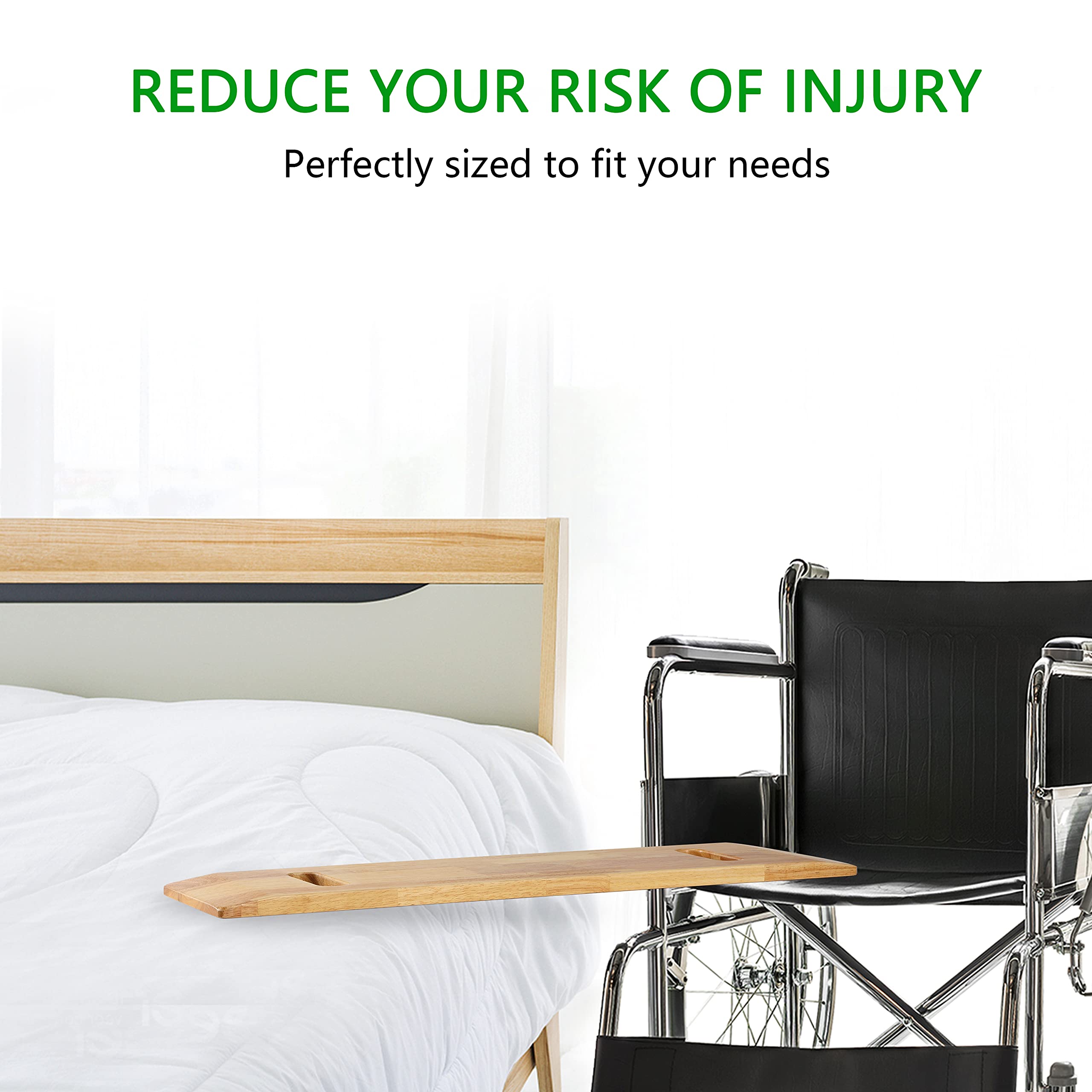Wooden Transfer Board,Made of Heavy-Duty Hardwood for Transferring Disabled Patient,Elderly,Seniors Between Wheelchair,Bed,Commode,or Chair,30