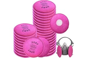 YIGSM 30Pcs 2091 Filters for 6000 6200 6800 7000 FF-4 Respirator, 2091 Particulate Filters with Activated Carbon Layer Filter for Epoxy Resin,Lead Paint,Asbestos,Dust,Particle,Pollen (15 Pack)