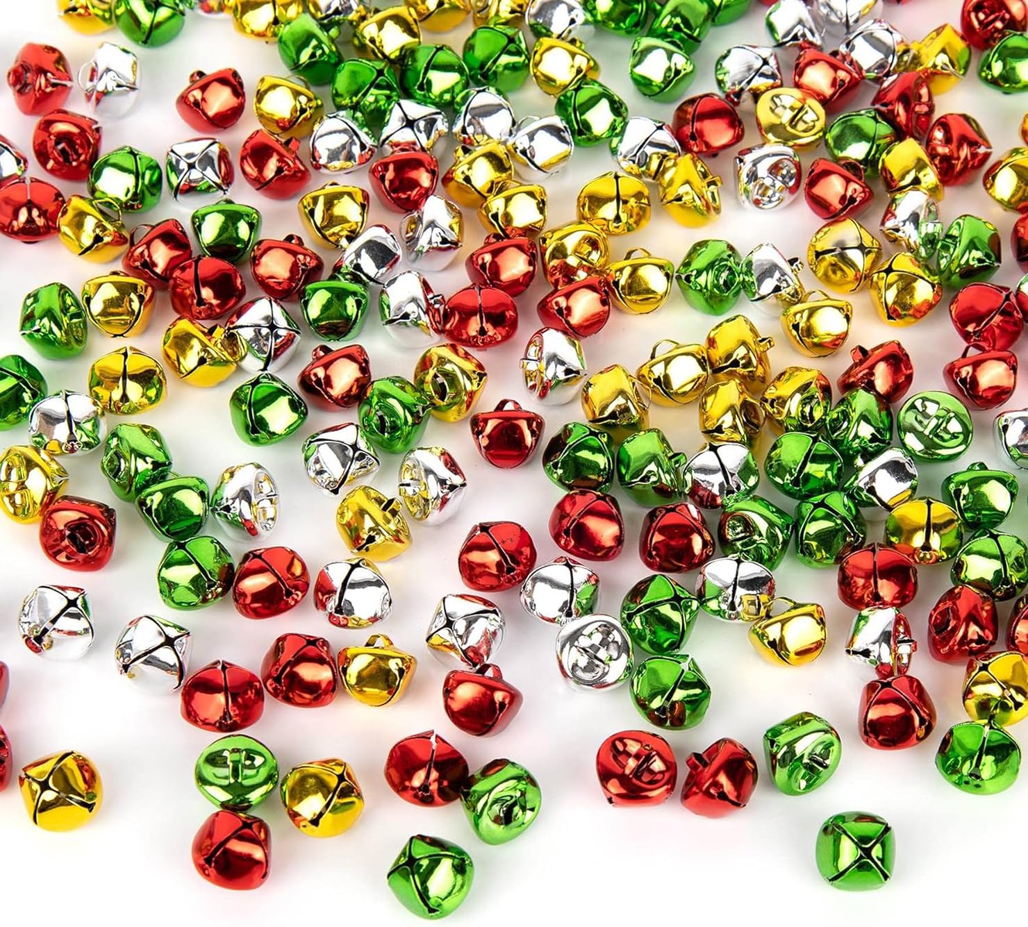 Jingle Bells, 80 Pcs 15mm Metal Craft Bells for DIY Festival Home Christmas Decor (0.6inch Mixed color)