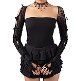 Sacina Black Bow Shrug, Floral Lace Shrug, Lace Sleeves, Gothic Emo Grunge Y2k Aesthetic Accessories