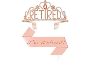 Papoopy Retirement Party Decorations with Tiara and Sash for Women, Happy Retired Crown and Sash for Gift