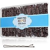 400Pcs Bobby Pins Brown, Cyluer Bobby Pin, 2 Inch Premium Bobby Pins Secure Hold &amp; Pain Free For Women, Men, Teens, Invisible Wave Hair Pins Bulk With Storage Case, Suitable For Various Hairstyles