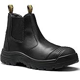 ROCK POSTER Men's Work Boots Steel Toe Soft Toe Waterproof Slip On Anti-Puncture Slip Resistant Safety Working Boots
