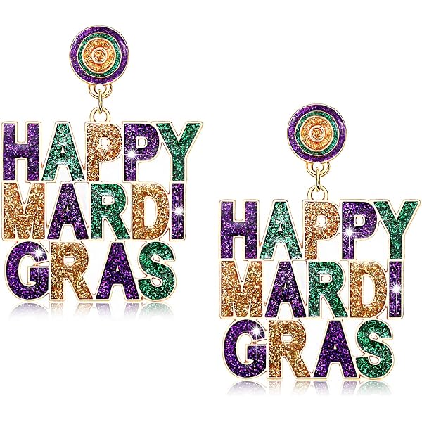 Mardi Quality Gras Earrings Hoops For Women Dainty Fleur De Lis Feather Mask Crown Jester Hat Hoop Earrings Carnival Dangling Earrings Fat Tuesday Jewelr