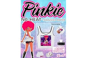 Lovein Pinkie NO Heat Transfer Paper for White T Shirts (10 Sheets, 8.5x11") Removable Vinyl Sticker Paper for Light Fabrics Printable NO Heat Transfer Vinyl for Inkjet Printer