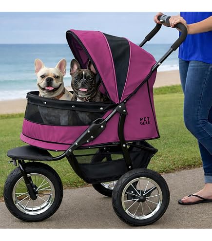 Amazon.com : Pet Gear NO-Zip Double Pet Stroller, Zipperless Entry, for  Single or Multiple Dogs/Cats, Plush Pad + Weather Cover Included, Large  Gel-Filled Tires, Berry : Pet Supplies