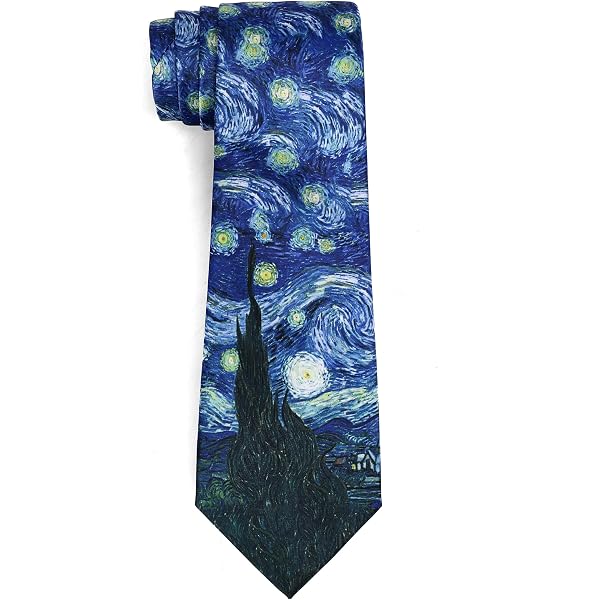 Cravate Vintage Signée Van Gogh - Occasion, Motif Rayé Marron, Largeur Skinny