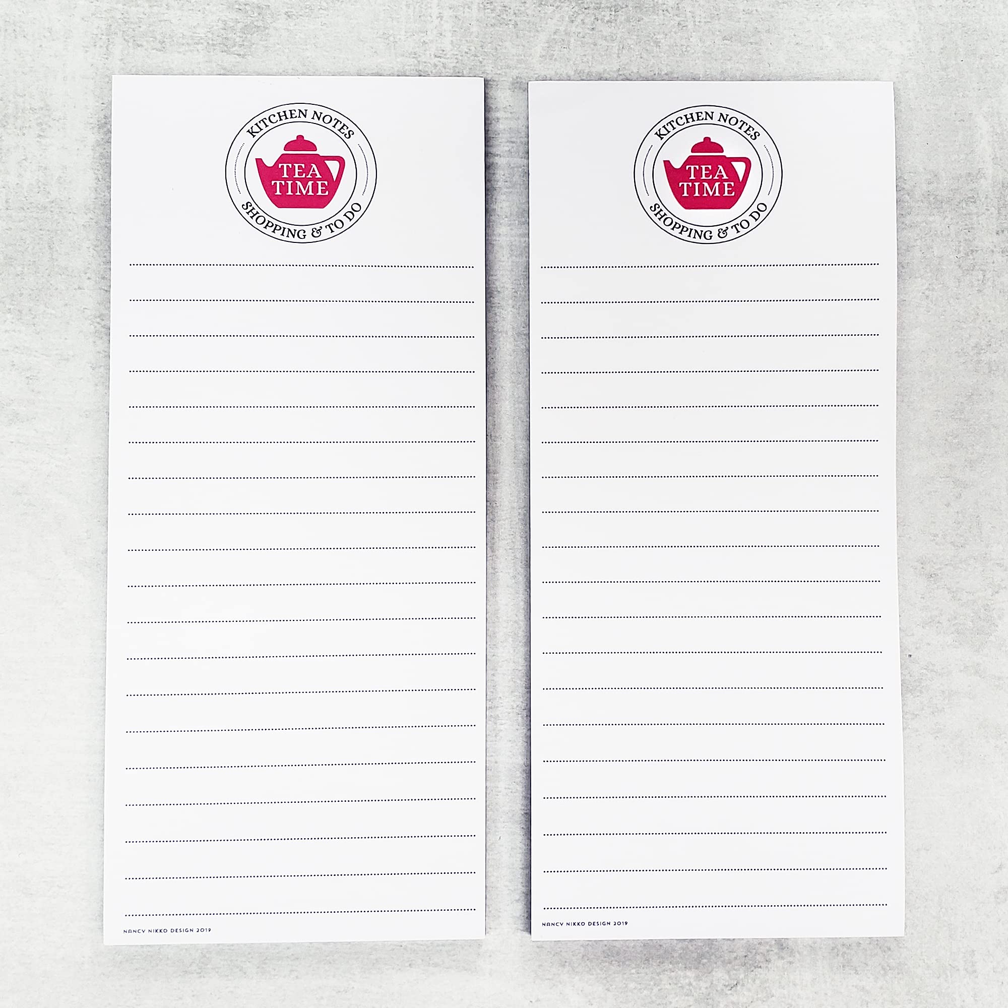 Tea TIME Refrigerator Notepads. Teapot Graphic, Perfect for Grocery List, Notes, to Do Lists and More - Set of Two Pads