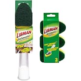 Libman Dishmatic I-Stand Dish Wand Kit, Scrub Brush, 3 Sponge Refills | Standing dish wand with soap dispenser for scrubbing and washing dishes; 3 sponge refills.