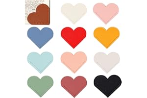 AMDBHC 12 Pcs Bookmark, Cute Bookmarks Leather Heart Book Marks for Women, Men, Kid, Book Lovers, Page Markers for Reading, Teacher Students Appreciation Gifts School Office Supplies, 12 Colors