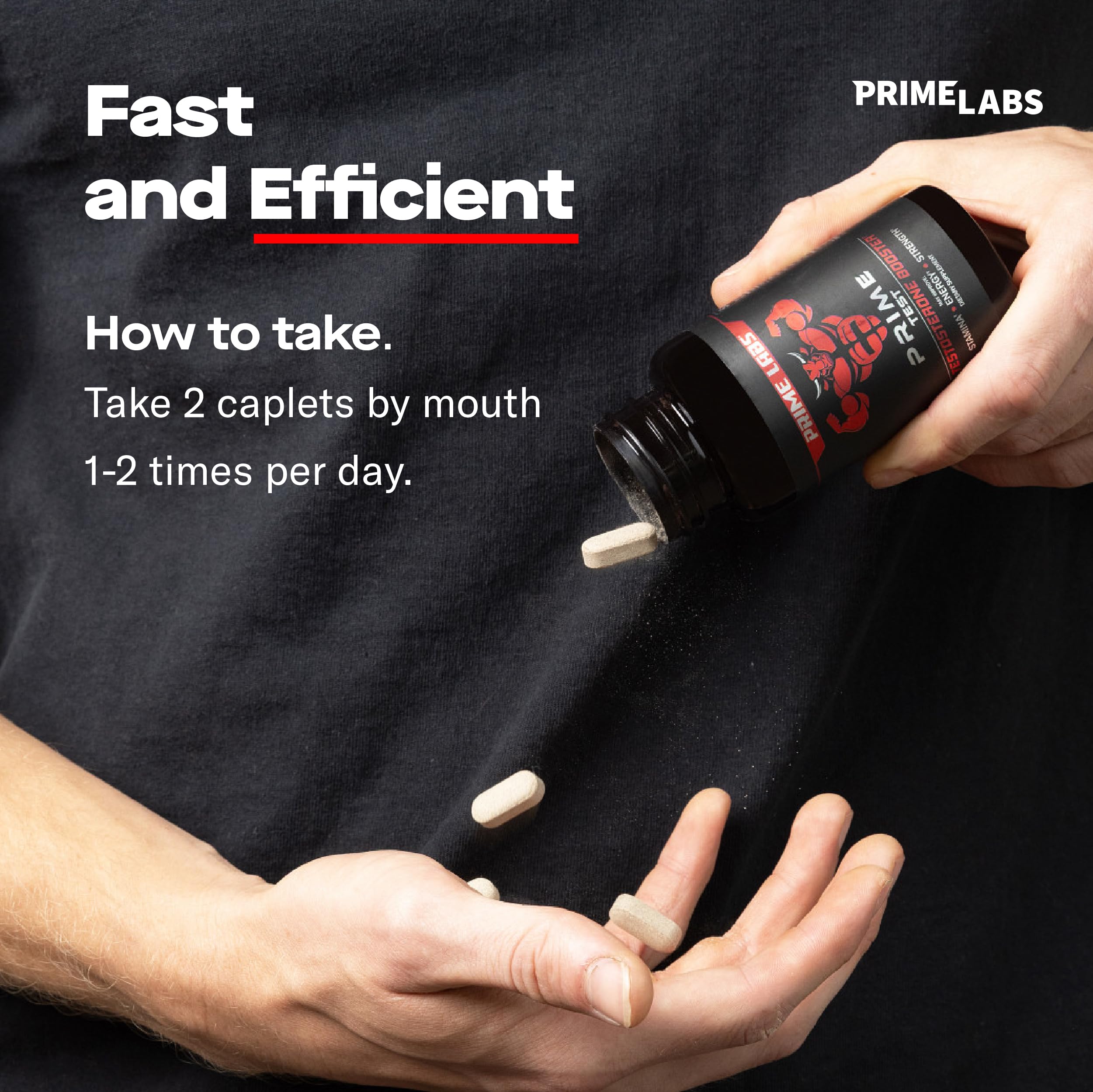 Prime Labs - Men's Testosterone Booster - Stamina, Endurance, & Strength Booster - 60 Caplets