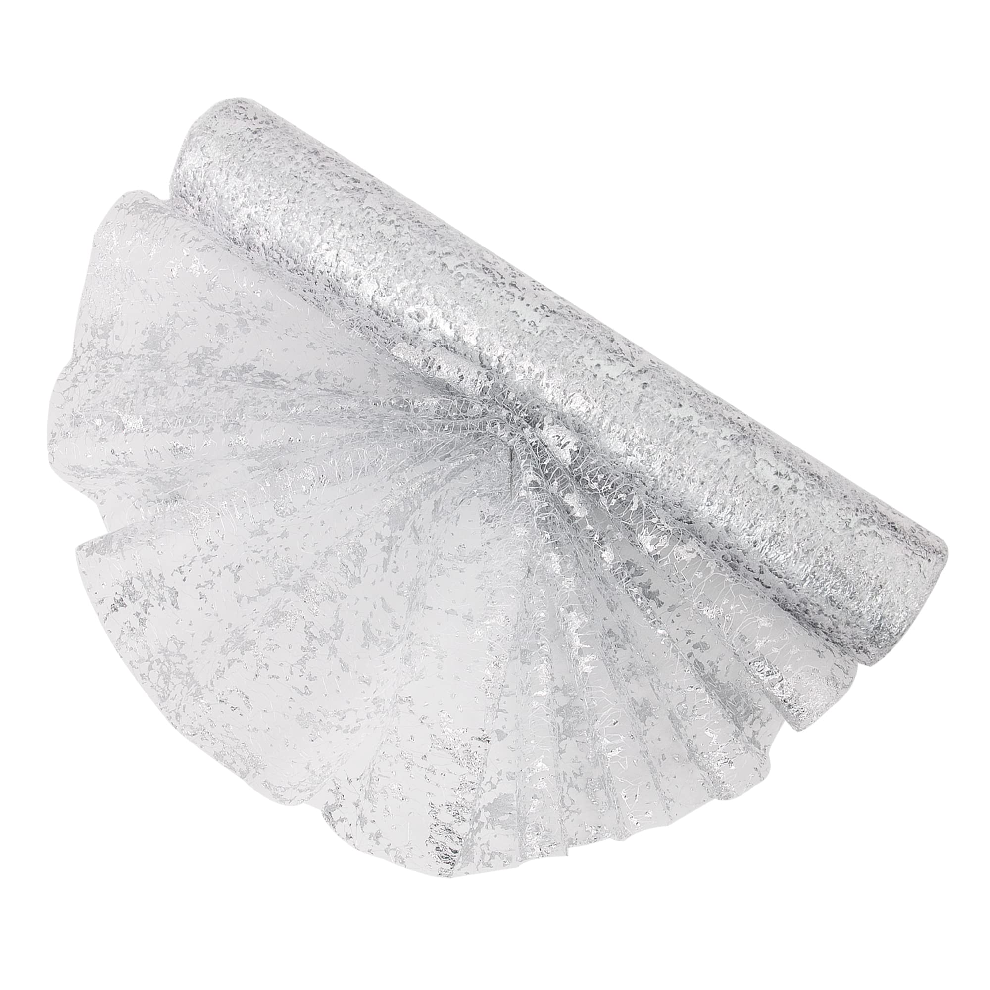 Time to Sparkle Table Runner with Gold Foil 29cm x 5.5M Sparkling Tulle Roll Gift Floral Wrapping Paper Rolls Glitter Table Decoration for Holidays Wedding Parties and Everyday Decoration (Silver)