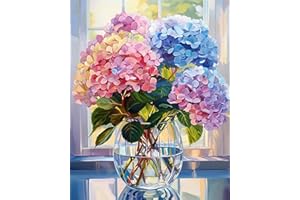 GUMITOON Hydrangea Diamond Painting Kits for Adults, 5D Diamond Art Painting by Numbers Kits, DIY Hydrangea Diamond Art Kits, Full Round Drill Diamond Paintings for Adults for Home Wall Decor, 12x16in
