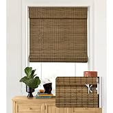 LazBlinds Custom No Drill Cordless Bamboo Roman Shades, Highfield Teak | 2-Min Quick Install, Real Bamboo Blinds. Privacy Shades for Bedroom, Living Room &amp; Home Office