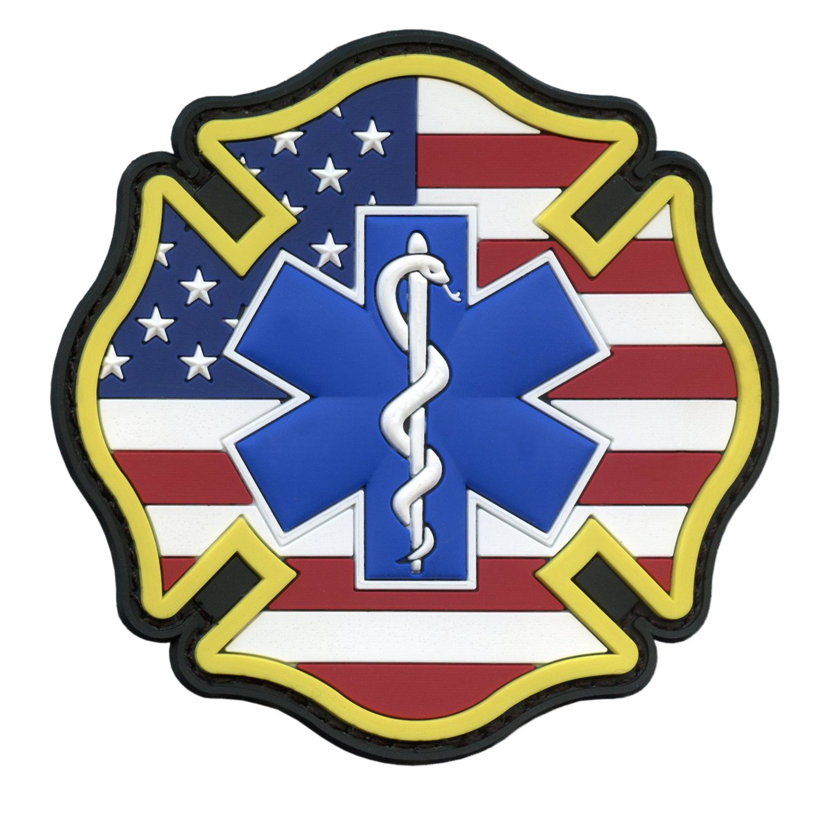 EMS EMT Fire Fighter Department USA American Flag Rescue Firemen Paramedic Medic Morale PVC Hook P
