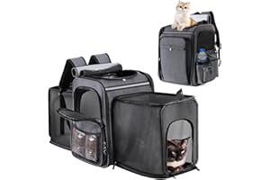 Cat Backpack Carrier,2 Side Expandable Cat Carrier Backpack,Dog Carrier Backpack for Medium Cats and Small Dogs,Puppies Up to