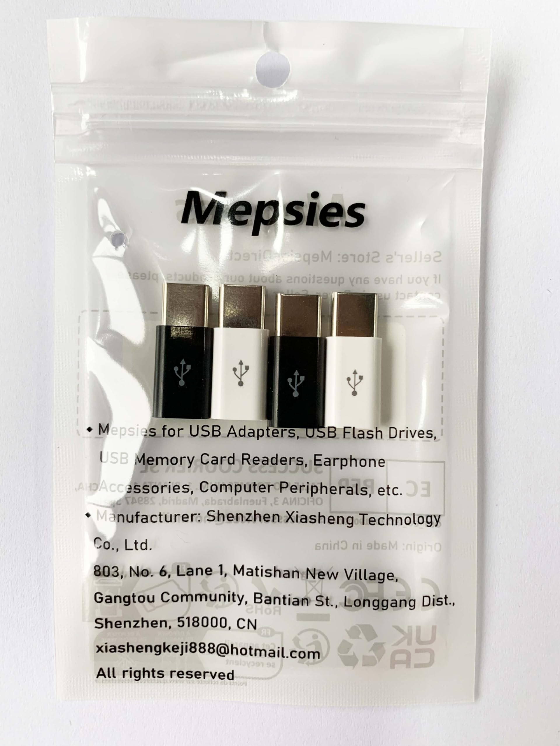 Adapter Micro USB to USB C (4 Pack), Micro-USB Female to USB-C Male OTG Adapter Compatible with Samsung Galaxy, LG, Huawei, Type-C Phones, Tablets and More (2 Black and 2 White)