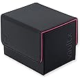 Vault X Exo-Tec® Modular Sideloading Deck Box Module for 100+ TCG Cards. Detachable Magnetic Lid. Fits Commander & Standard Trading Cards. (Black/Electric Pink)