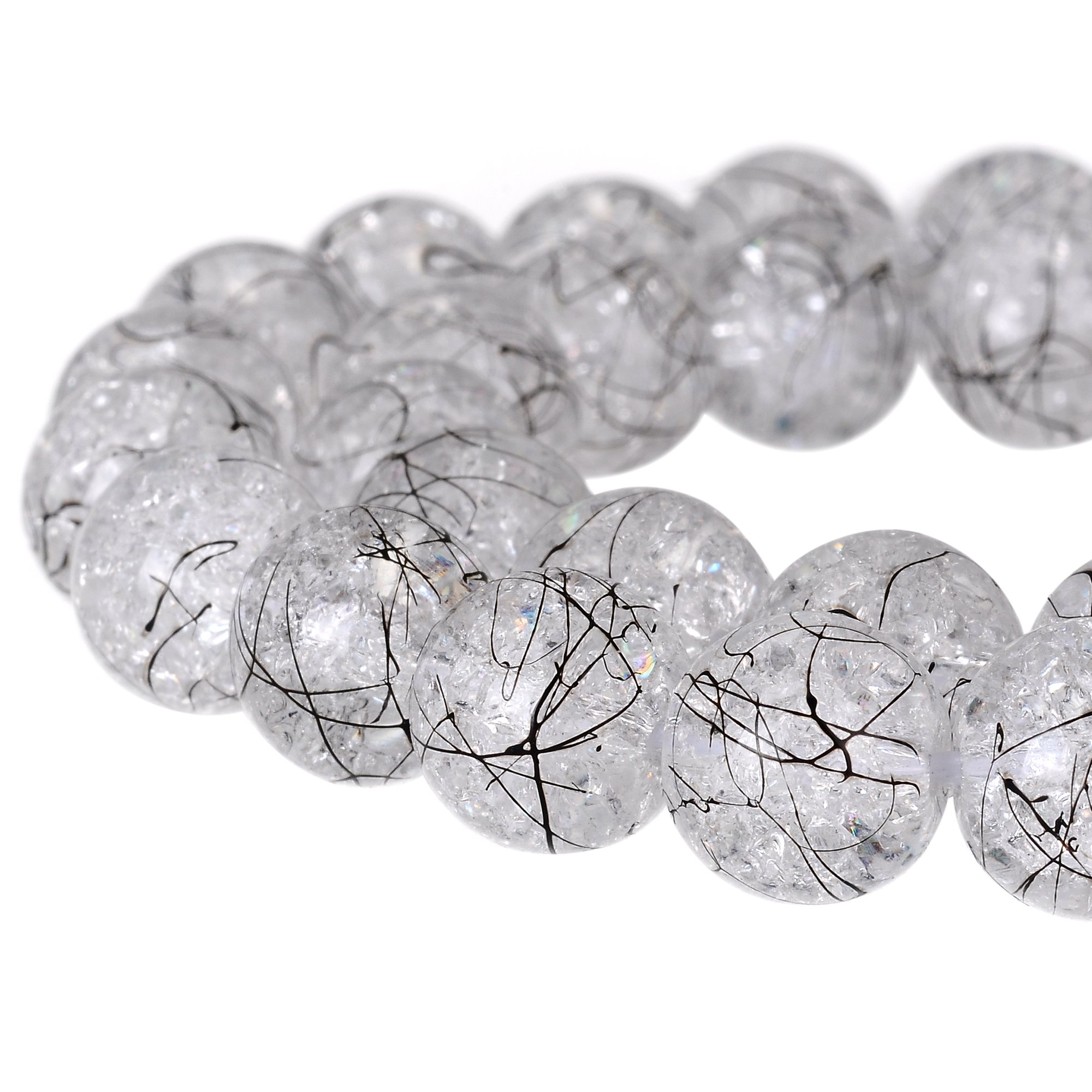 RUBYCA Round Crackle Druk Czech Crystal Pressed Glass Beads for Jewellery Making 4mm Strand (White)