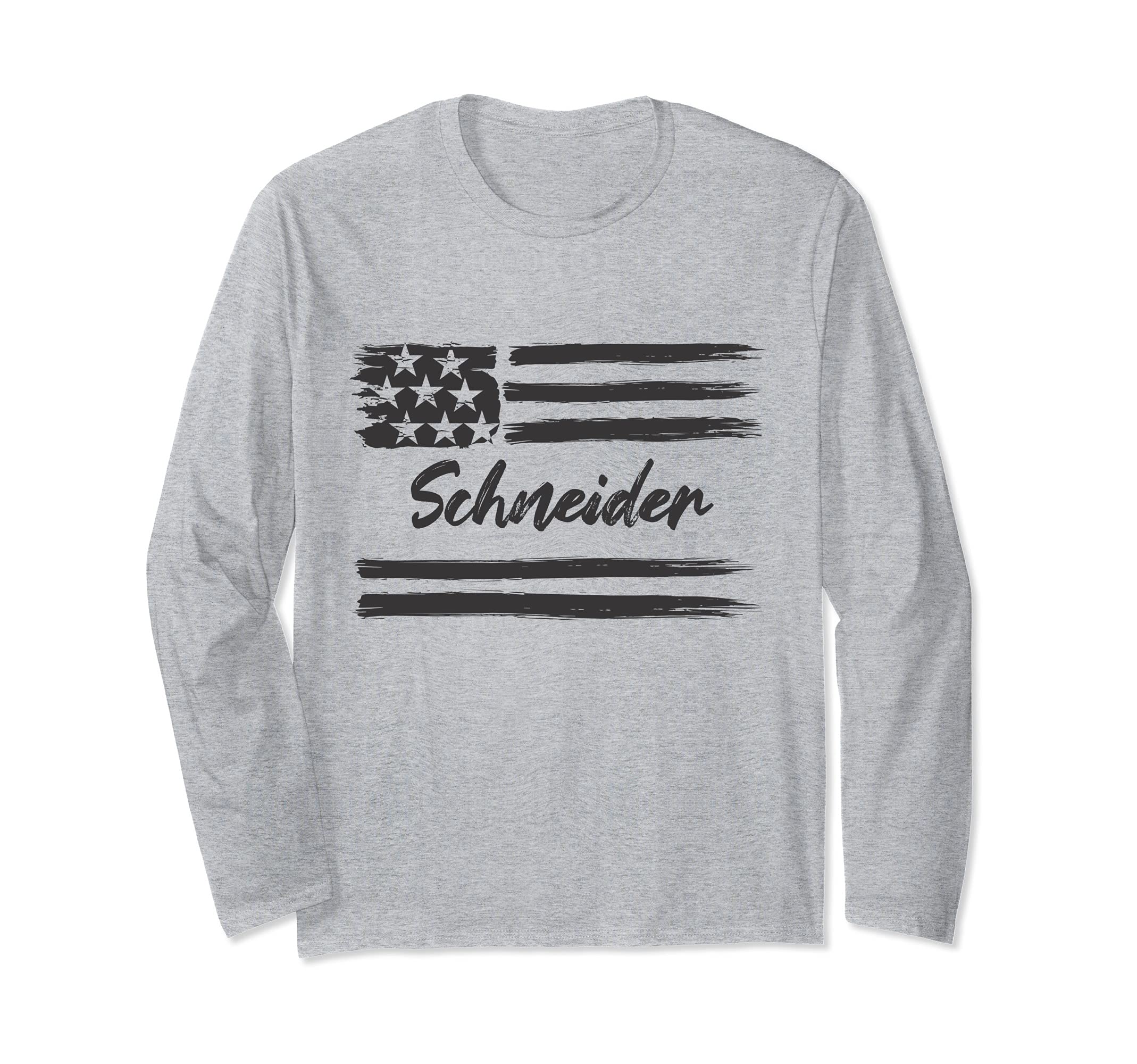 Schneider - Personalized Name, Stars and Stripes, USA Flag Long Sleeve T-Shirt
