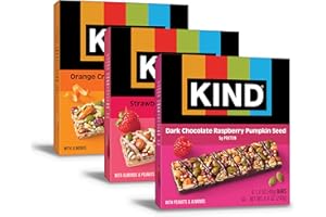 KIND Bars Seeds, Fruit and Nuts Variety Pack, Strawberry, Dark Chocolate Raspberry and Orange Cranberry, Good Source of Fiber, 5g Protein, Gluten Free Snack Bars, 18 Count