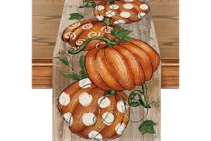Artoid Mode Polka Dot Pumpkins Vine Fall Table Runner, Seasonal Autumn Thanksgiving Kitchen Dining Table Decoration for Home Party Decor 13x72 Inch