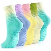 GIAG.IO Cute Pilates Socks, Pilates Socks with Grips 5 Pairs for Women Non-slip Yoga Sock 7-9 for Barre Ballet Barefoot