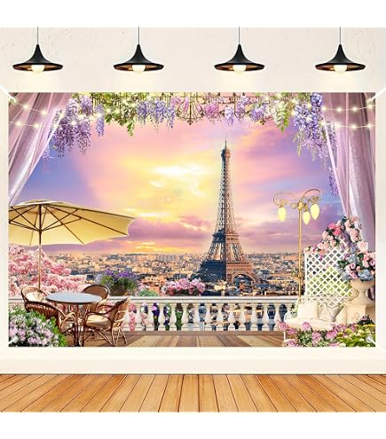 BELECO Telón De Fondo De Tela De 12 X 10 Pies De París Street Cafe Francia Paisaje Urbano Cafetería Restaurante Mañana Amanecer Fondo Francés París Decoración De Fiesta Temática Para Niños