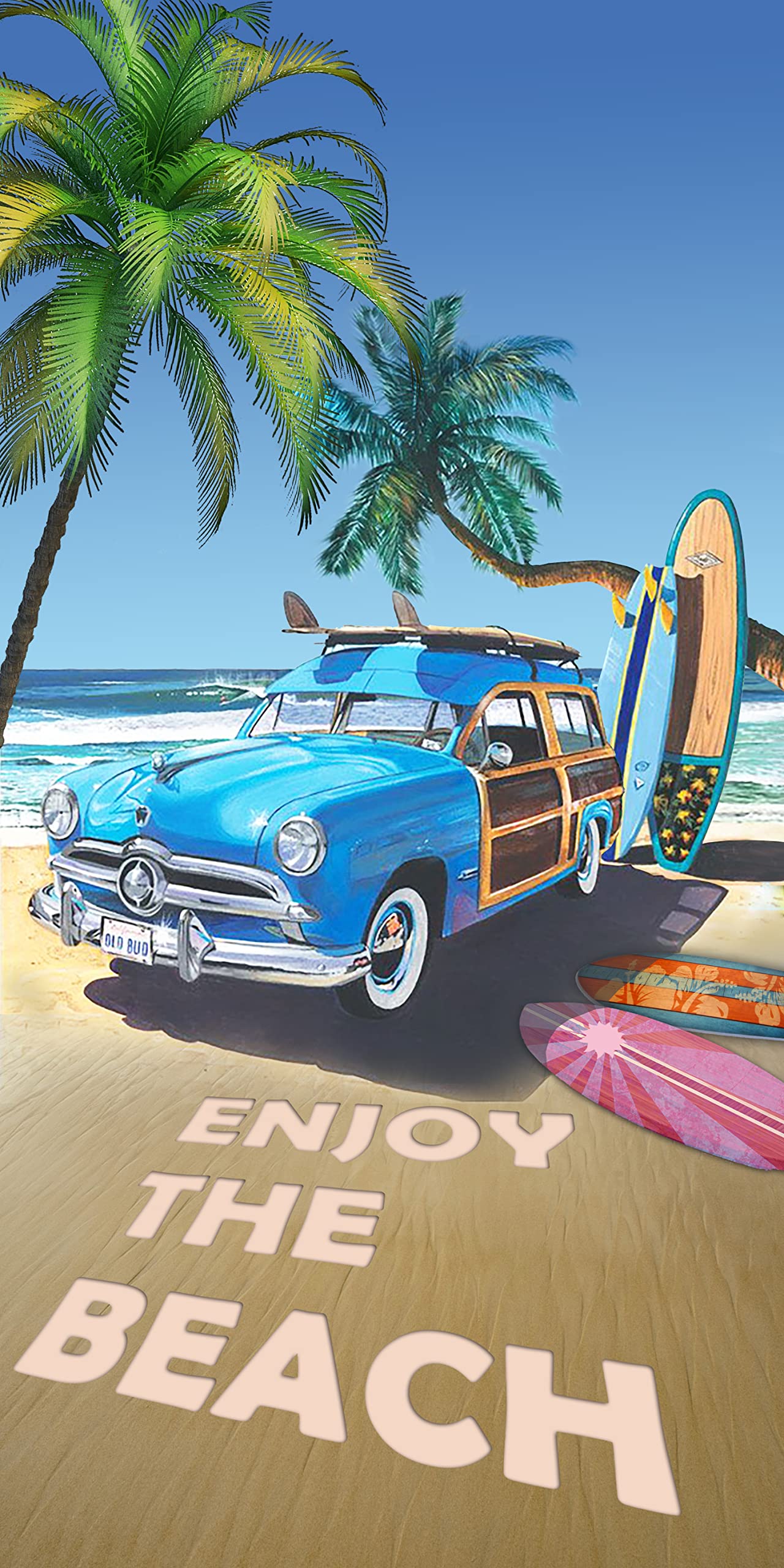 Miracle Home. Enjoy The Beach Microfibre Towel, 100% Polyester, 95 x 175 cm 11758 — image 1