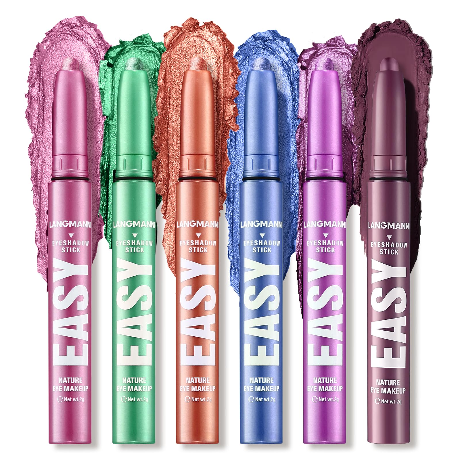 XINYUNXIN 6PCS Eyeshadow Stick, Multi-Coloured Eyeshadow Pencil Set, Waterproof Creamy Long-Lasting Eye Makeup Kit, Natural & Shimmer Shades Contour Stick, Perfect Gifts For Women (C)