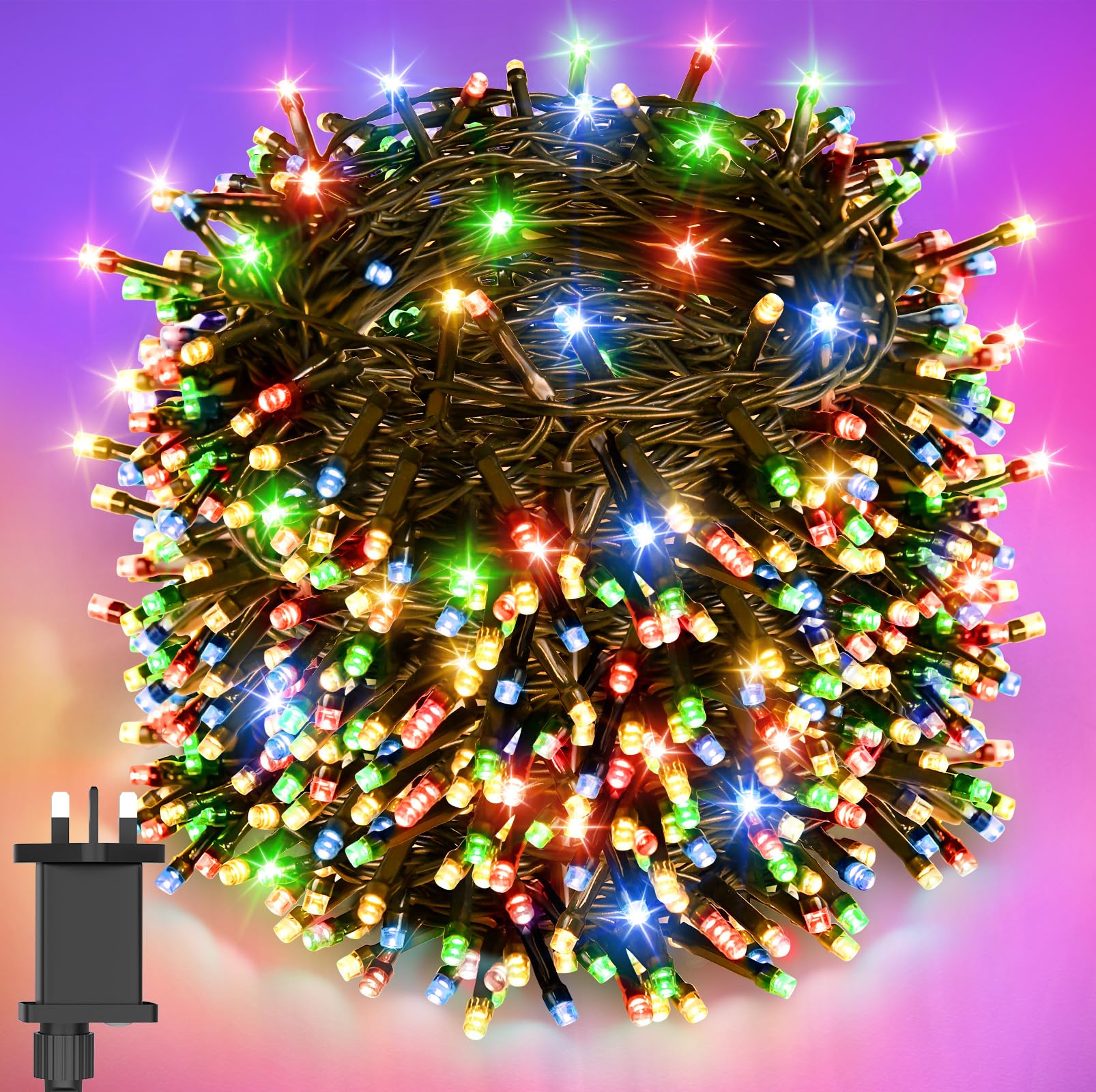 Etopgo Christmas String Lights, 400LED 40M Christmas Tree Lights Indoor & Outdoor Connectable Plug in 8 Modes Twinkle Fairy Lights for Indoor Room Wall Tree Party Wedding