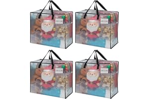 VENO 4 Pack Heavy Duty Moving Bags, Storage Bags, Packing Supplies, Top Zipper, Storage Totes for Camping, Clothes, Bedding, Comforters, Pillows (13 Gallon Clear, 4 Pack)