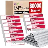 BGUP 80000 Staples, Standard Staples for Desktop Staplers, 1/4" Length, 210/Strip, 16 Boxes of 5000 Each, Silver
