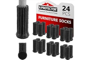 Chair Leg Socks X-PROTECTOR – 24 PCS Furniture Socks – Chair Covers for Legs 1”-2” - Chair Leg Floor Protectors – Black Hardw