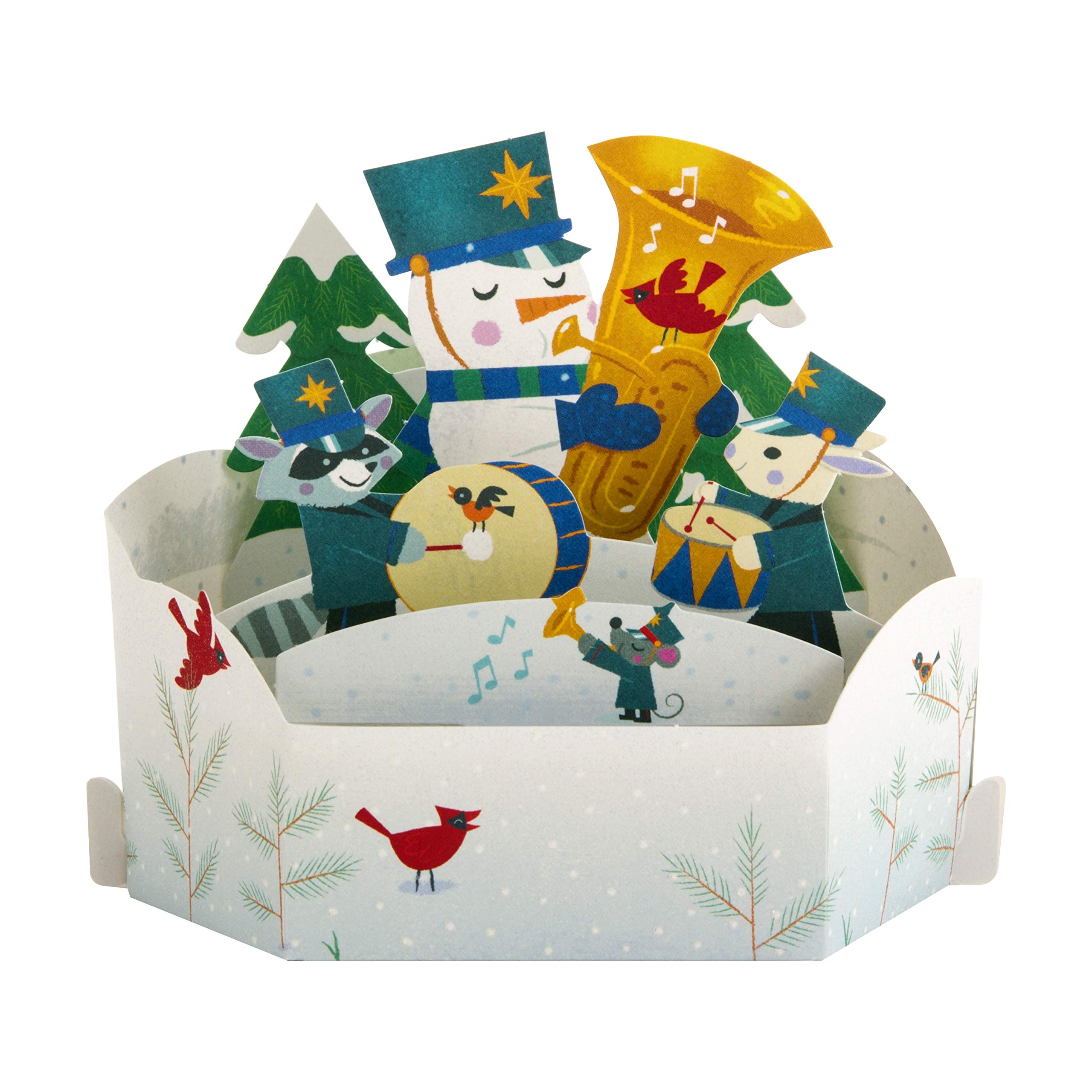 Pop-Up 3D Christmas Card from Hallmark - Paper Wonder Festive Marching Band Design