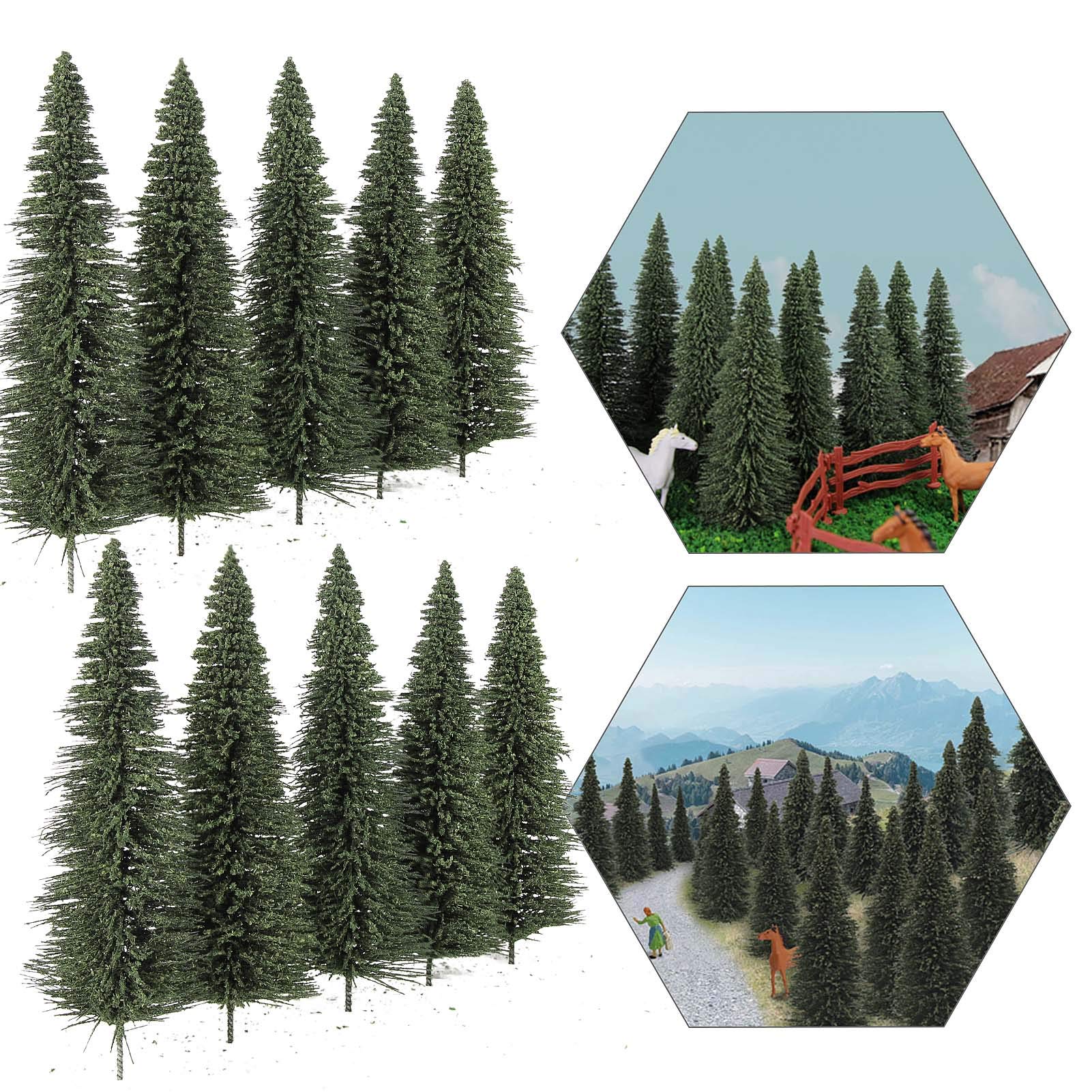 Evemodel S0812 20PCS Dark Green Pine Model Cedar Trees 126mm for Model Railroad Scenery Landscape Layout HO OO Scale
