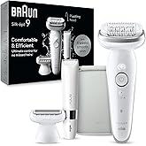 Braun Silk-épil 9 Epilator, Pivoting Head, Wet and Dry, Includes Body Trimmer, Shaver Head and Trimmer Comb, SES9-441