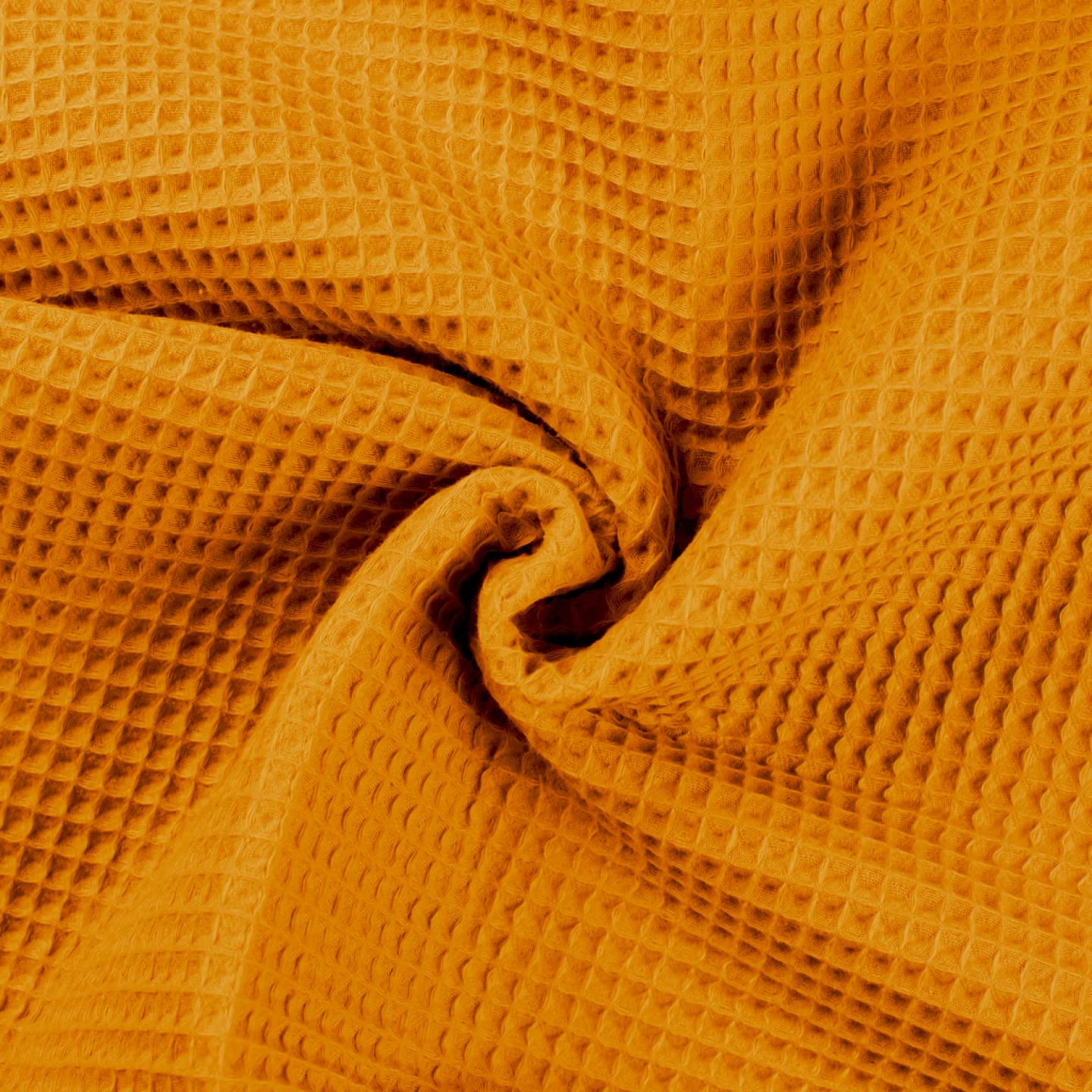 100% Cotton Waffle Honeycomb Pique Fabric Material Ochre, 1Mtr 140cm x 100cm