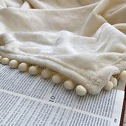FANSIY Flannel Throw Blanket with Pompom Tassel