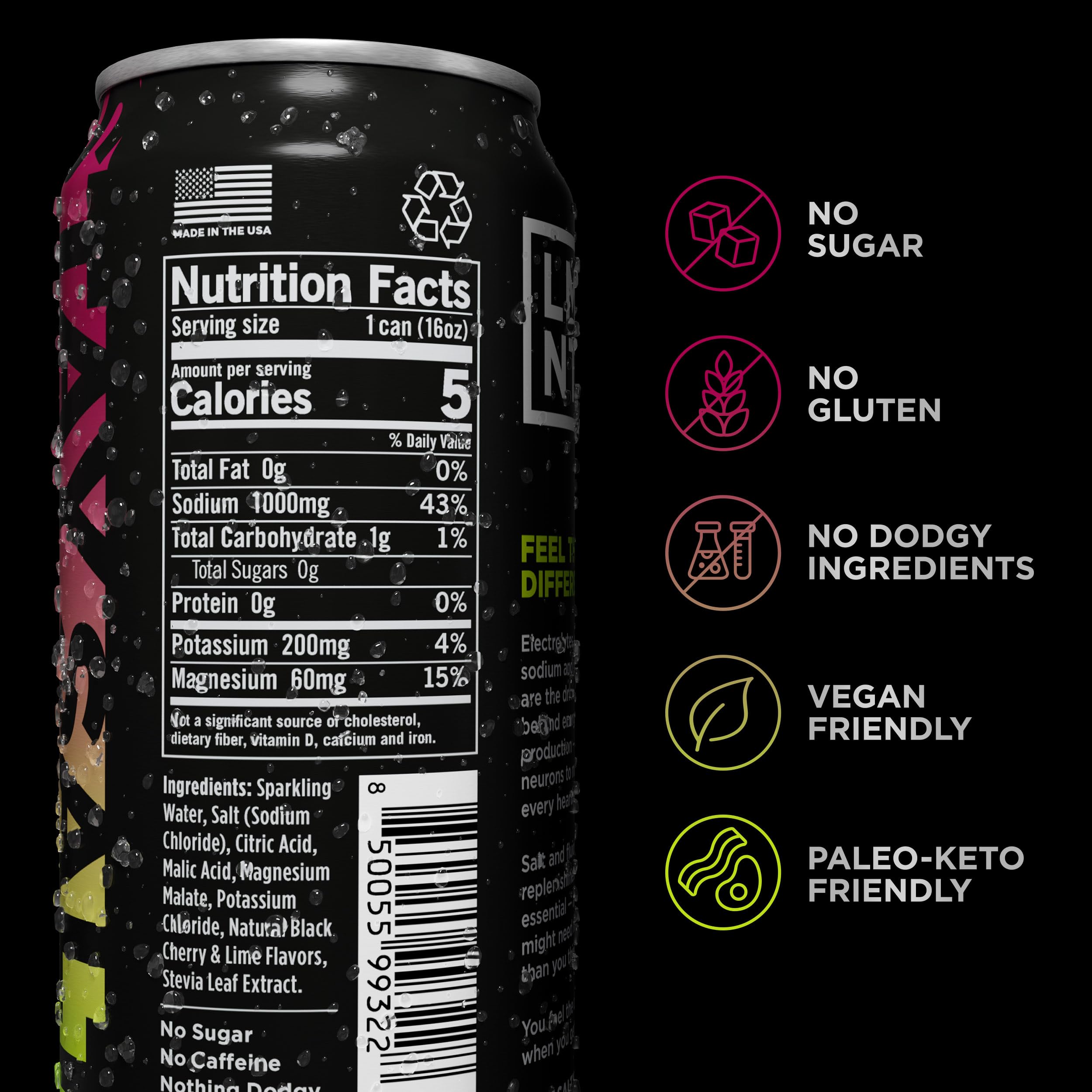 Drink LMNT Sparkling Electrolyte Drink - Black Cherry Lime | 12-Count