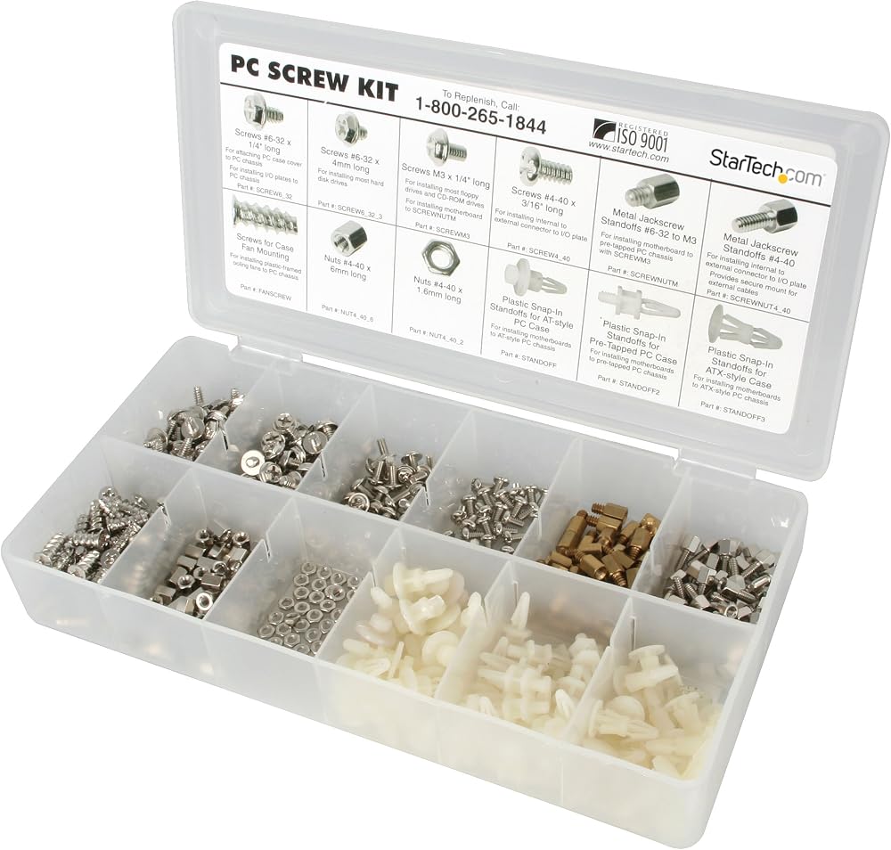 StarTech Deluxe PC Screw Kit Nuts Standoffs Computer Case Hardware Screws