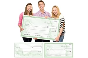 Dianelhall 2 Pcs Big Checks for Presentations 30 x 16'' Giant Large Big Blank Fake Check for Graduation Presentations Donation Awards Fundraisers Charity(Simple Style)