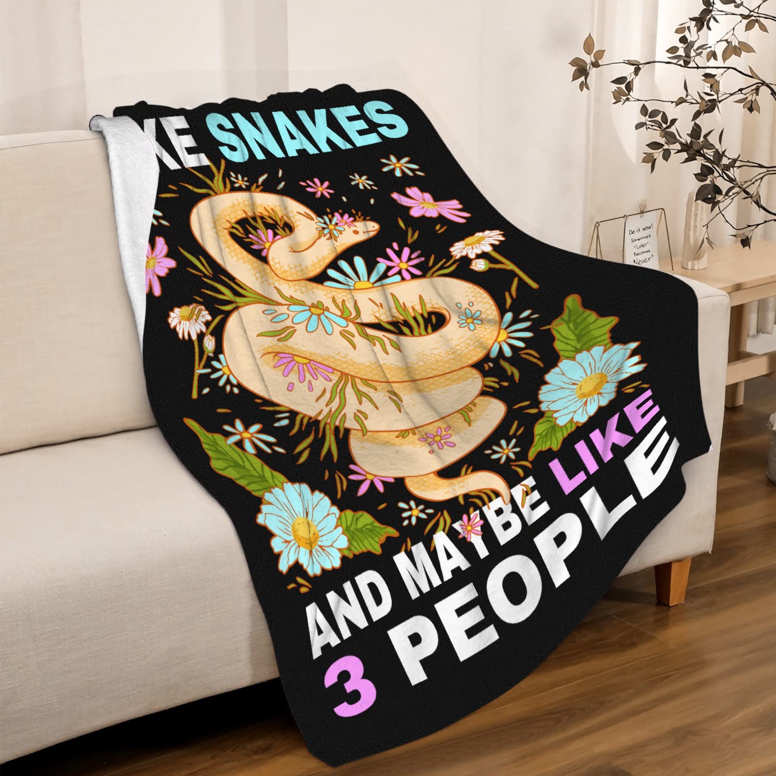 Snake Blanket,Gift for Child, I Like Snakes and Maybe Like 3 People Blankets Soft Flannel Bed Throws Lightweight Cozy Fluffy Plush Decorative Quilts 50 x 40 in S for Kids