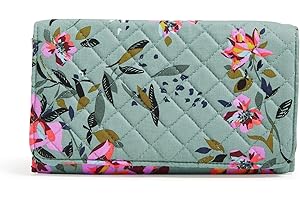 Vera Bradley Women's Cotton Trifold Clutch Wallet with RFID Protection