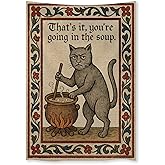 FoxUncle Weird Medieval Cat Tapestry Vintage Medieval Cat Aesthetic Wall Art Funny Quirky Animal Wall Decor 40 x 60 inches Home Decor for Living Room Hallway Bedroom