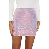 GUANYY Women's Sequin Skirt High Waisted Stretchy Bodycon Pencil Mini Sparkly Skirts Night Out Party