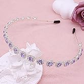 Ammei Headpiece Bridal Headpiece Wedding Headband with Crystal and Hair Accessories (Purple, 5.5'')